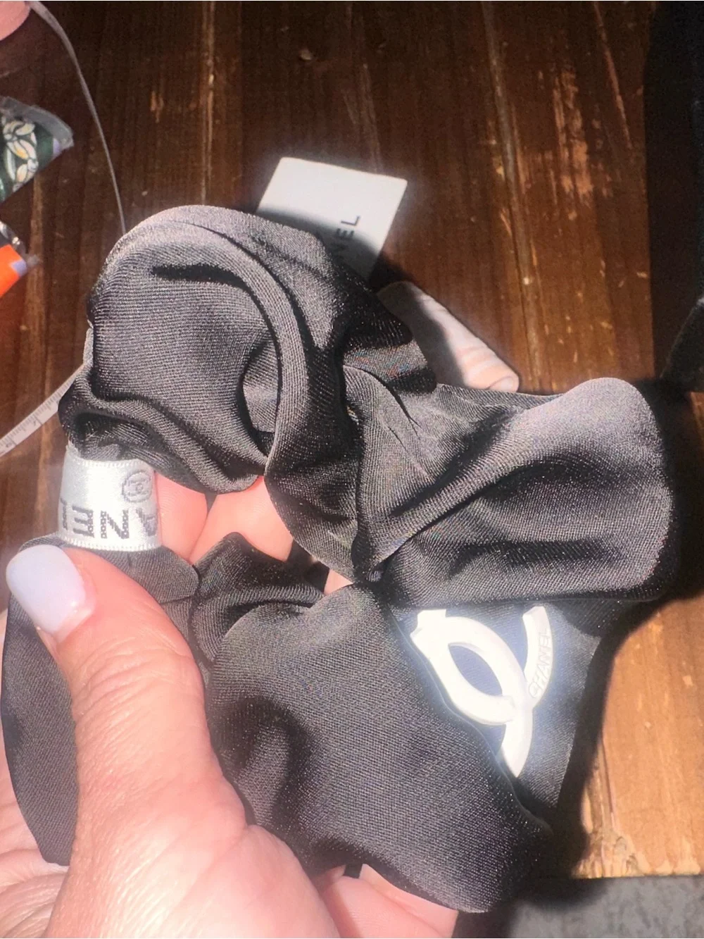 Fashion Jewelry Pink Logo Elastic Headband with Black Logo Scrunchie